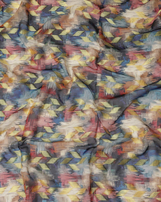 Multicolor Abstract Ikat Cotton Voile Fabric 150cm