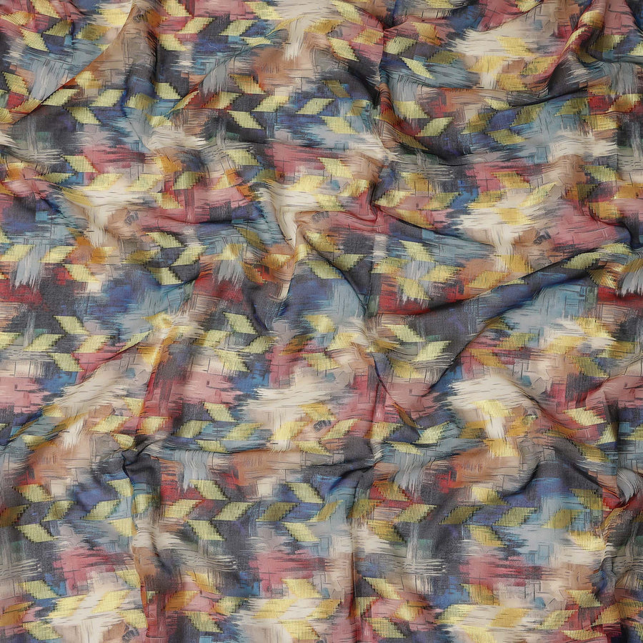 Multicolor Abstract Ikat Cotton Voile Fabric 150cm
