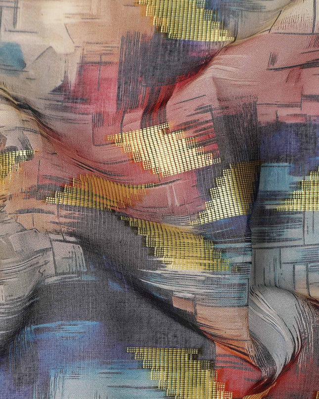 Multicolor Abstract Ikat Cotton Voile Fabric 150cm