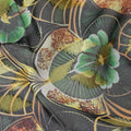 Dark Green Floral Printed Cotton Voile 150cm