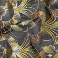 Dark Grey Ornate Floral Cotton Voile 150cm