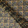 Dark Grey Ornate Floral Cotton Voile 150cm
