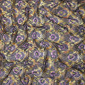 Purple Floral Fan Printed Cotton Voile 150cm