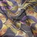 Purple Floral Fan Printed Cotton Voile 150cm