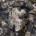 Smoke Grey Floral Cotton Satin Fabric