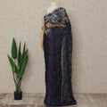 Navy Blue French Chantilly Lace Saree with bead work and seq