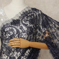 Navy Blue French Chantilly Lace Saree with bead work and seq