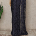 Navy Blue French Chantilly Lace Saree with bead work and seq