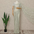 Green French Chantilly Lace Saree with bead work and sequins