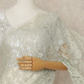 Green French Chantilly Lace Saree with bead work and sequins