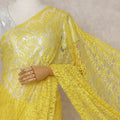 Lemon Yellow French Chantilly Lace Saree 5.5m