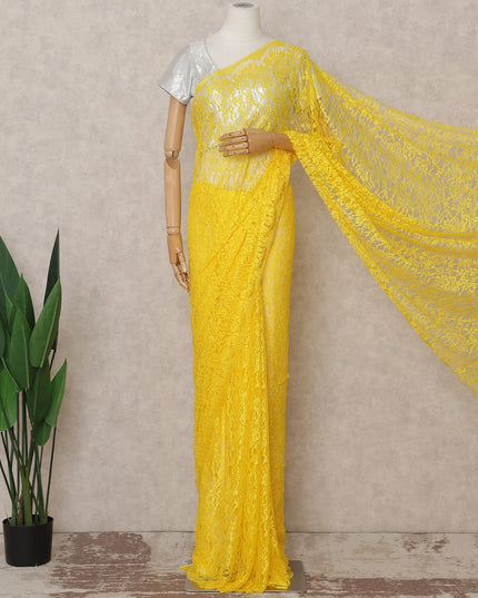 Sunflower Yellow French Chantilly Lace Saree 5.5m