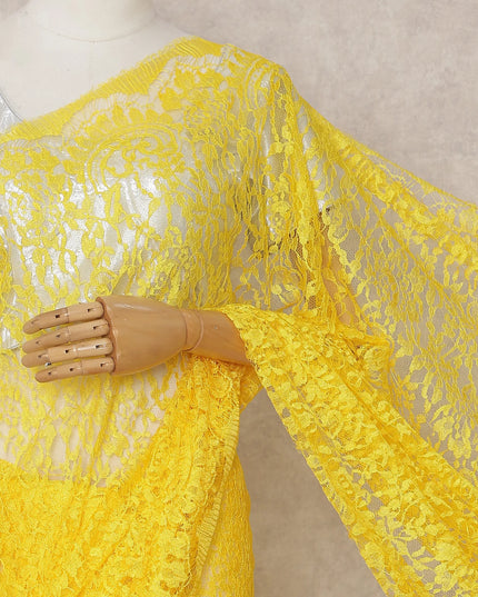 Sunflower Yellow French Chantilly Lace Saree 5.5m