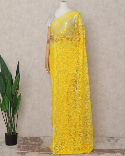 Sunflower Yellow French Chantilly Lace Saree 5.5m