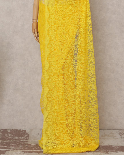Sunflower Yellow French Chantilly Lace Saree 5.5m