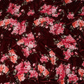 Wine Maroon Hydrangea Floral Synthetic Blended Velvet Fabric