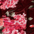 Wine Maroon Hydrangea Floral Synthetic Blended Velvet Fabric