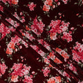 Wine Maroon Hydrangea Floral Synthetic Blended Velvet Fabric