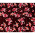 Wine Maroon Hydrangea Floral Synthetic Blended Velvet Fabric
