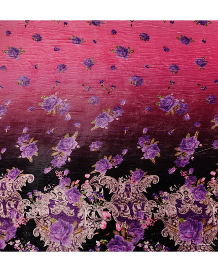 Raven Black Ombre Paisley Border Fabric