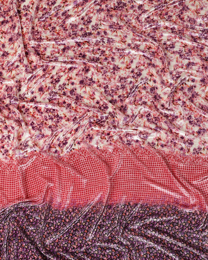 Soft Blush Pink Floral Border Fabric