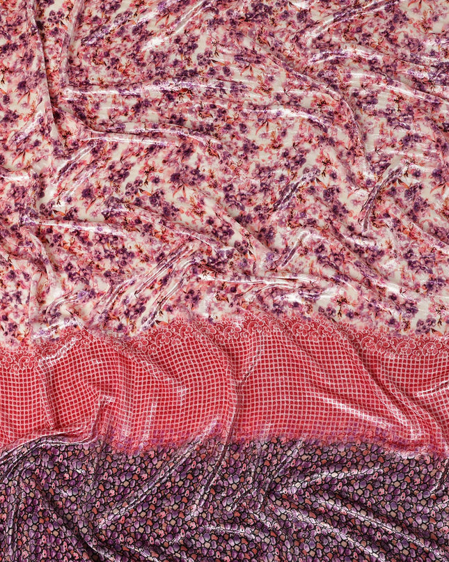 Soft Blush Pink Floral Border Fabric
