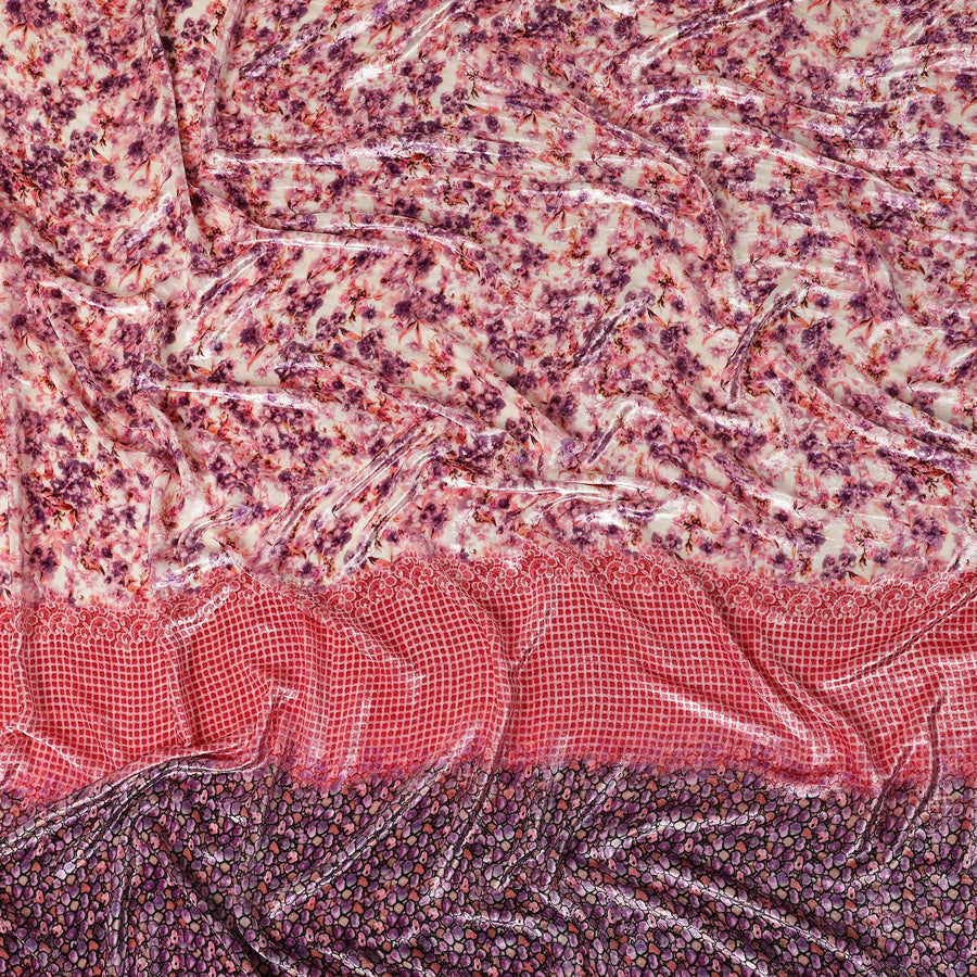 Soft Blush Pink Floral Border Fabric