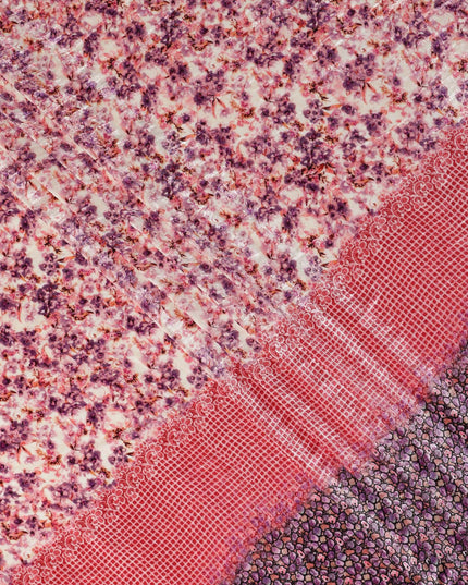 Soft Blush Pink Floral Border Fabric