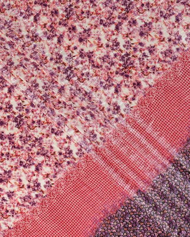 Soft Blush Pink Floral Border Fabric