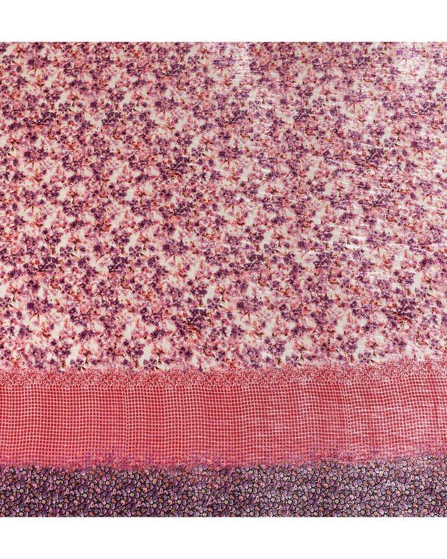 Soft Blush Pink Floral Border Fabric