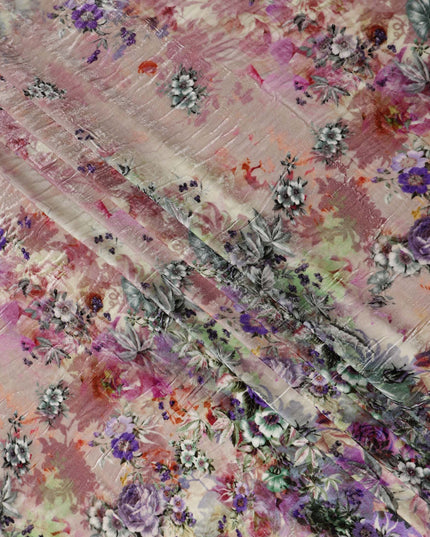 Antique Rose Floral Bouquet Synthetic Blended Velvet Fabric