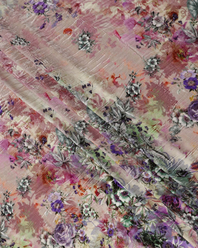 Antique Rose Floral Bouquet Synthetic Blended Velvet Fabric