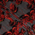 Ruby Red Trellis Floral Synthetic Blended Velvet Fabric