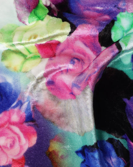 Blush Pink Ombre Floral Synthetic Blended Velvet Fabric
