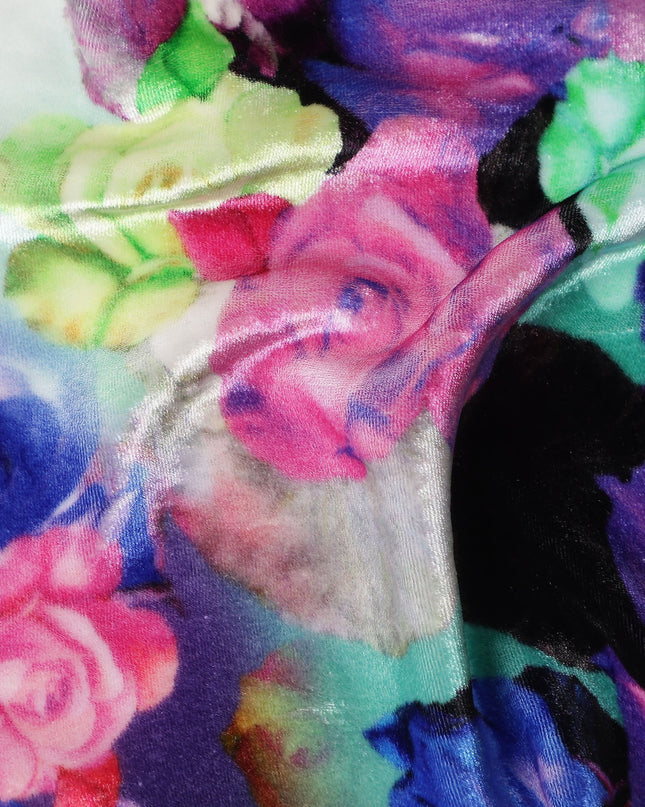 Blush Pink Ombre Floral Synthetic Blended Velvet Fabric