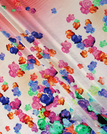Blush Pink Ombre Floral Synthetic Blended Velvet Fabric