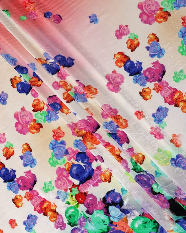 Blush Pink Ombre Floral Synthetic Blended Velvet Fabric