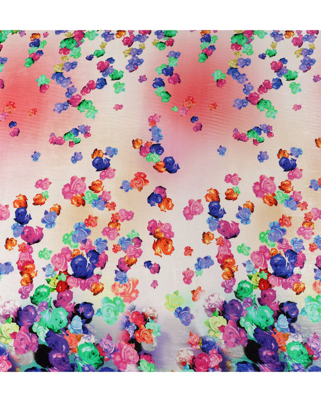 Blush Pink Ombre Floral Synthetic Blended Velvet Fabric