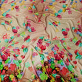 Sandstone Beige Ombre Floral Synthetic Blended Velvet Fabric