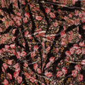 Charcoal Black Rose Floral Synthetic Blended Velvet Fabric