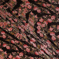 Charcoal Black Rose Floral Synthetic Blended Velvet Fabric