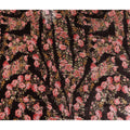 Charcoal Black Rose Floral Synthetic Blended Velvet Fabric
