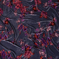 Slate Grey Floral Bouquet Synthetic Blended Velvet Fabric