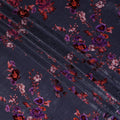 Slate Grey Floral Bouquet Synthetic Blended Velvet Fabric