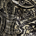 Navy Blue Paisley Border Synthetic Blended Velvet Fabric