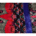 Navy Blue Paisley Border Synthetic Blended Velvet Fabric