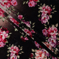 Jet Black Ombre Peony Floral Synthetic Blended Velvet Fabric