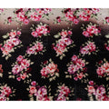 Jet Black Ombre Peony Floral Synthetic Blended Velvet Fabric