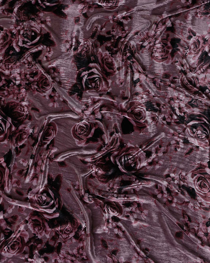 Dusty Mauve Tonal Rose Synthetic Blended Velvet Fabric