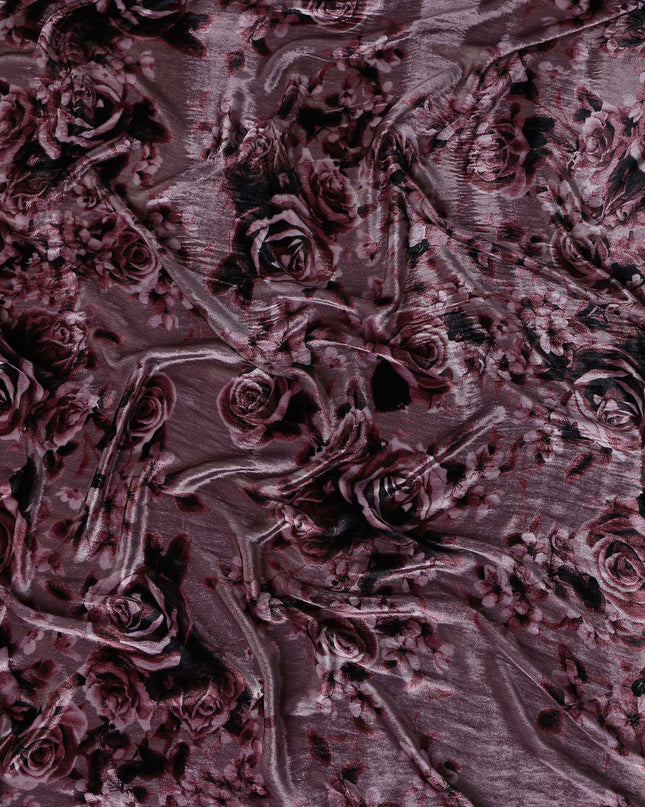 Dusty Mauve Tonal Rose Synthetic Blended Velvet Fabric